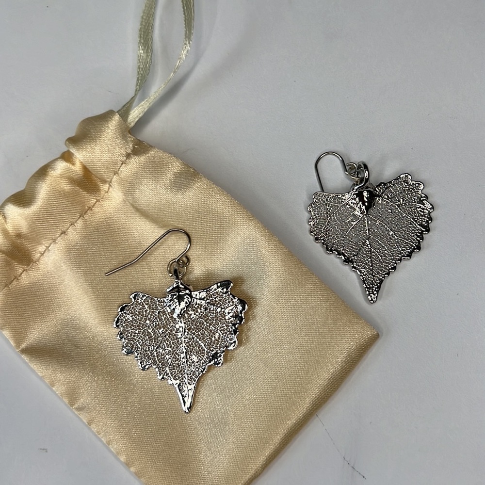 Silver Dipped Leaf Earrings